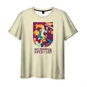 Мужская футболка 3D с принтом Led Zeppelin Art в Белгороде, 100% полиэфир | прямой крой, круглый вырез горловины, длина до линии бедер | Тематика изображения на принте: poster