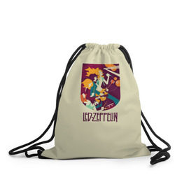 Рюкзак-мешок 3D с принтом Led Zeppelin Art в Белгороде, 100% полиэстер | плотность ткани — 200 г/м2, размер — 35 х 45 см; лямки — толстые шнурки, застежка на шнуровке, без карманов и подкладки | Тематика изображения на принте: poster