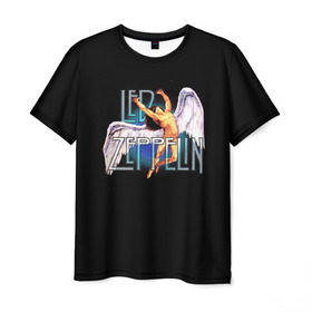 Мужская футболка 3D с принтом Led Zeppelin Angel в Белгороде, 100% полиэфир | прямой крой, круглый вырез горловины, длина до линии бедер | Тематика изображения на принте: рок