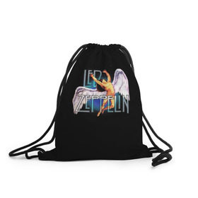 Рюкзак-мешок 3D с принтом Led Zeppelin Angel в Белгороде, 100% полиэстер | плотность ткани — 200 г/м2, размер — 35 х 45 см; лямки — толстые шнурки, застежка на шнуровке, без карманов и подкладки | рок