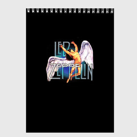 Скетчбук с принтом Led Zeppelin Angel в Белгороде, 100% бумага
 | 48 листов, плотность листов — 100 г/м2, плотность картонной обложки — 250 г/м2. Листы скреплены сверху удобной пружинной спиралью | Тематика изображения на принте: рок