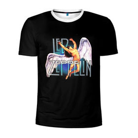 Мужская футболка 3D спортивная с принтом Led Zeppelin Angel в Белгороде, 100% полиэстер с улучшенными характеристиками | приталенный силуэт, круглая горловина, широкие плечи, сужается к линии бедра | рок