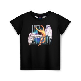 Детская футболка 3D с принтом Led Zeppelin Angel в Белгороде, 100% гипоаллергенный полиэфир | прямой крой, круглый вырез горловины, длина до линии бедер, чуть спущенное плечо, ткань немного тянется | Тематика изображения на принте: рок