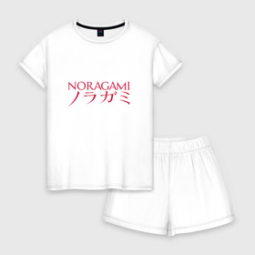 Женская пижама с шортиками хлопок с принтом Noragami в Белгороде, 100% хлопок | футболка прямого кроя, шорты свободные с широкой мягкой резинкой | noragami