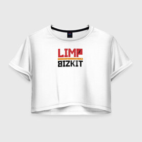 Женская футболка 3D укороченная с принтом Limp Bizkit Logo в Белгороде, 100% полиэстер | круглая горловина, длина футболки до линии талии, рукава с отворотами | 