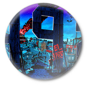 Значок с принтом El Barto в Белгороде,  металл | круглая форма, металлическая застежка в виде булавки | Тематика изображения на принте: bart | simpsons | барт | симпсоны