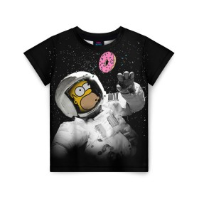 Детская футболка 3D с принтом Space Homer в Белгороде, 100% гипоаллергенный полиэфир | прямой крой, круглый вырез горловины, длина до линии бедер, чуть спущенное плечо, ткань немного тянется | Тематика изображения на принте: homer | simpsons | гомер | симпсон | симпсоны