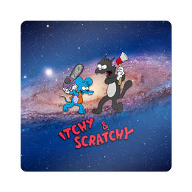 Магнит виниловый Квадрат с принтом Itchy & Scratchy space в Белгороде, полимерный материал с магнитным слоем | размер 9*9 см, закругленные углы | simpsons | the itchy  scratchy | симпсоны | щекотка и царапка