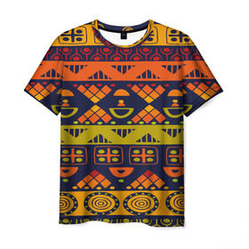 Мужская футболка 3D с принтом Африканские символы в Белгороде, 100% полиэфир | прямой крой, круглый вырез горловины, длина до линии бедер | Тематика изображения на принте: africa | pattern | африка | африканские мотивы | народы африки | национальная одежда | переплетение нитей | ткани | узор | этнический узор