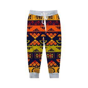 Детские брюки 3D с принтом Африканские символы в Белгороде, 100% полиэстер | манжеты по низу, эластичный пояс регулируется шнурком, по бокам два кармана без застежек, внутренняя часть кармана из мелкой сетки | africa | pattern | африка | африканские мотивы | народы африки | национальная одежда | переплетение нитей | ткани | узор | этнический узор