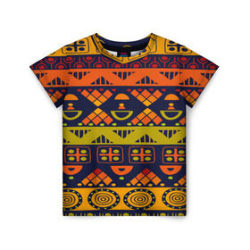 Детская футболка 3D с принтом Африканские символы в Белгороде, 100% гипоаллергенный полиэфир | прямой крой, круглый вырез горловины, длина до линии бедер, чуть спущенное плечо, ткань немного тянется | Тематика изображения на принте: africa | pattern | африка | африканские мотивы | народы африки | национальная одежда | переплетение нитей | ткани | узор | этнический узор