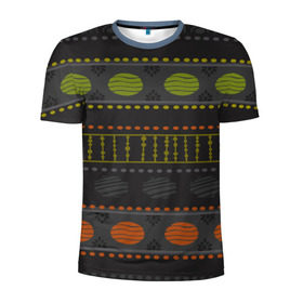 Мужская футболка 3D спортивная с принтом Стильный узор в Белгороде, 100% полиэстер с улучшенными характеристиками | приталенный силуэт, круглая горловина, широкие плечи, сужается к линии бедра | Тематика изображения на принте: africa | pattern | африка | африканские мотивы | народы африки | национальная одежда | переплетение нитей | ткани | узор | этнический узор
