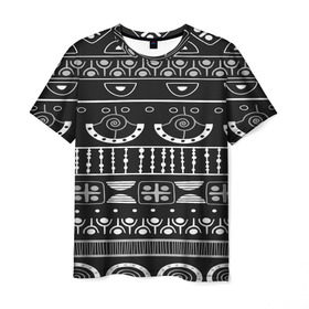 Мужская футболка 3D с принтом Black and White ethnic в Белгороде, 100% полиэфир | прямой крой, круглый вырез горловины, длина до линии бедер | Тематика изображения на принте: pattern | индийские мотивы | индия | народы индии | национальная одежда | переплетение нитей | ткани | узор | этнический узор