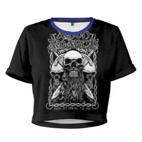 Женская футболка 3D укороченная с принтом Amon Amarth #3 в Белгороде, 100% полиэстер | круглая горловина, длина футболки до линии талии, рукава с отворотами | amart | amarth | amon | death | hegg | johan | metal | music | viking | амарз | амарс | амарт | амон | викинг | дет | дэт | йохан | метал | металл | хег | хегг