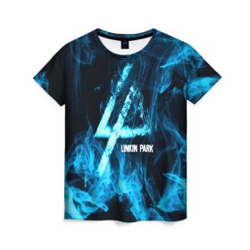 Женская футболка 3D с принтом Linkin Park синий дым в Белгороде, 100% полиэфир ( синтетическое хлопкоподобное полотно) | прямой крой, круглый вырез горловины, длина до линии бедер | альтернативный рок | линкин парк