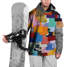 Накидка на куртку 3D с принтом Цветные лоскуты в Белгороде, 100% полиэстер |  | color | spray | капли красок | лоскуты | одежда | радуга | разноцветные | цветные