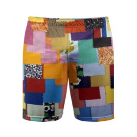 Мужские шорты 3D спортивные с принтом Цветные лоскуты в Белгороде,  |  | color | spray | капли красок | лоскуты | одежда | радуга | разноцветные | цветные
