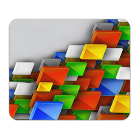 Коврик прямоугольный с принтом Абстрактные фигуры в Белгороде, натуральный каучук | размер 230 х 185 мм; запечатка лицевой стороны | грань | краски | кубик | кубики | линии | мозаика | разноцветные кубы | ребро | текстура | тени | узор