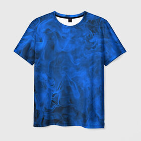 Мужская футболка 3D с принтом Синий дым в Белгороде, 100% полиэфир | прямой крой, круглый вырез горловины, длина до линии бедер | fire | flame | in fire | smoke | в огне | дым | огненный | огонь | текстуры