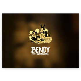 Поздравительная открытка с принтом Bendy and the ink machine (3D) в Белгороде, 100% бумага | плотность бумаги 280 г/м2, матовая, на обратной стороне линовка и место для марки
 | bendy | horror | ink | machine