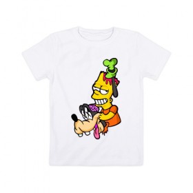 Детская футболка хлопок с принтом Барт в Белгороде, 100% хлопок | круглый вырез горловины, полуприлегающий силуэт, длина до линии бедер | Тематика изображения на принте: 