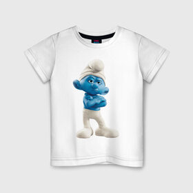 Детская футболка хлопок с принтом Ворчун в Белгороде, 100% хлопок | круглый вырез горловины, полуприлегающий силуэт, длина до линии бедер | смурфики