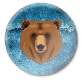 Значок с принтом Медведь в Белгороде,  металл | круглая форма, металлическая застежка в виде булавки | 