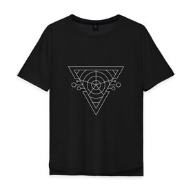 Мужская футболка хлопок Oversize с принтом Темный треугольник в Белгороде, 100% хлопок | свободный крой, круглый ворот, “спинка” длиннее передней части | абстракция | геометрия | круги | треугольник