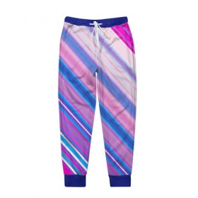 Мужские брюки 3D с принтом Фиолетовые полоски в Белгороде, 100% полиэстер | манжеты по низу, эластичный пояс регулируется шнурком, по бокам два кармана без застежек, внутренняя часть кармана из мелкой сетки | полоски | текстура | узор | фиолетовый