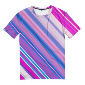 Мужская футболка 3D с принтом Фиолетовые полоски в Белгороде, 100% полиэфир | прямой крой, круглый вырез горловины, длина до линии бедер | полоски | текстура | узор | фиолетовый
