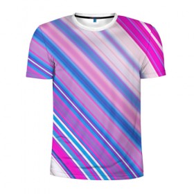 Мужская футболка 3D спортивная с принтом Фиолетовые полоски в Белгороде, 100% полиэстер с улучшенными характеристиками | приталенный силуэт, круглая горловина, широкие плечи, сужается к линии бедра | полоски | текстура | узор | фиолетовый