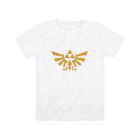 Детская футболка хлопок с принтом The Legend of Zelda в Белгороде, 100% хлопок | круглый вырез горловины, полуприлегающий силуэт, длина до линии бедер | triforce | желтый | зельда | легенда | лого | трифорс | эмблема