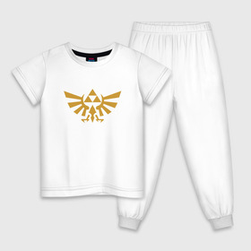 Детская пижама хлопок с принтом The Legend of Zelda в Белгороде, 100% хлопок |  брюки и футболка прямого кроя, без карманов, на брюках мягкая резинка на поясе и по низу штанин
 | triforce | желтый | зельда | легенда | лого | трифорс | эмблема
