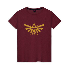 Женская футболка хлопок с принтом The Legend of Zelda в Белгороде, 100% хлопок | прямой крой, круглый вырез горловины, длина до линии бедер, слегка спущенное плечо | triforce | желтый | зельда | легенда | лого | трифорс | эмблема