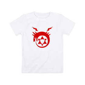 Детская футболка хлопок с принтом Fullmetal Alchemist Homunculus в Белгороде, 100% хлопок | круглый вырез горловины, полуприлегающий силуэт, длина до линии бедер | alchemist | fullmetal | алхимик | гомункул | знак | символ | стальной | цельнометаллический | эмблема