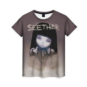 Женская футболка 3D с принтом Seether в Белгороде, 100% полиэфир ( синтетическое хлопкоподобное полотно) | прямой крой, круглый вырез горловины, длина до линии бедер | Тематика изображения на принте: saron gas | seether
