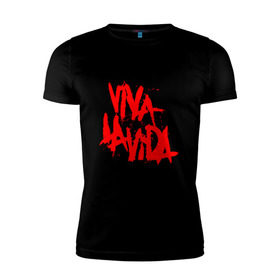 Мужская футболка премиум с принтом Viva La Vida в Белгороде, 92% хлопок, 8% лайкра | приталенный силуэт, круглый вырез ворота, длина до линии бедра, короткий рукав | Тематика изображения на принте: coldplay