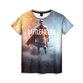 Женская футболка 3D с принтом Battlefield One в Белгороде, 100% полиэфир ( синтетическое хлопкоподобное полотно) | прямой крой, круглый вырез горловины, длина до линии бедер | battlefield 1 | battlefield one | dice | ea | electronic arts | frostbite | tm | батлфилд 1