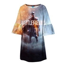 Детское платье 3D с принтом Battlefield One в Белгороде, 100% полиэстер | прямой силуэт, чуть расширенный к низу. Круглая горловина, на рукавах — воланы | battlefield 1 | battlefield one | dice | ea | electronic arts | frostbite | tm | батлфилд 1