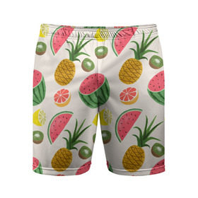 Мужские шорты 3D спортивные с принтом Тропический рай в Белгороде,  |  | ананас | арбуз | киви | лимон | манго | паттерн | тропики | фрукты