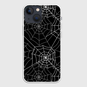 Чехол для iPhone 13 mini с принтом Паутинка в Белгороде,  |  | белый | паутина | узор | хэллоуин | черный