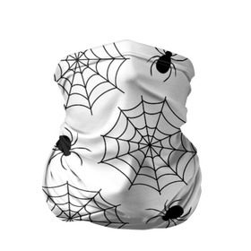 Бандана-труба 3D с принтом Паутинка в Белгороде, 100% полиэстер, ткань с особыми свойствами — Activecool | плотность 150‒180 г/м2; хорошо тянется, но сохраняет форму | белый | паук | паутина | узор | хэллоуин | черный