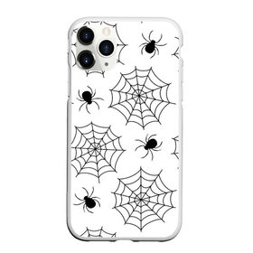 Чехол для iPhone 11 Pro матовый с принтом Паутинка в Белгороде, Силикон |  | белый | паук | паутина | узор | хэллоуин | черный