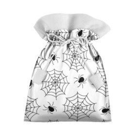 Подарочный 3D мешок с принтом Паутинка в Белгороде, 100% полиэстер | Размер: 29*39 см | белый | паук | паутина | узор | хэллоуин | черный