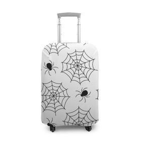 Чехол для чемодана 3D с принтом Паутинка в Белгороде, 86% полиэфир, 14% спандекс | двустороннее нанесение принта, прорези для ручек и колес | белый | паук | паутина | узор | хэллоуин | черный