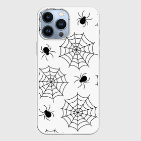 Чехол для iPhone 13 Pro Max с принтом Паутинка в Белгороде,  |  | белый | паук | паутина | узор | хэллоуин | черный