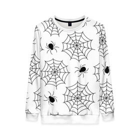 Женский свитшот 3D с принтом Паутинка в Белгороде, 100% полиэстер с мягким внутренним слоем | круглый вырез горловины, мягкая резинка на манжетах и поясе, свободная посадка по фигуре | белый | паук | паутина | узор | хэллоуин | черный