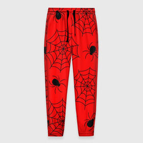 Мужские брюки 3D с принтом Happy Halloween в Белгороде, 100% полиэстер | манжеты по низу, эластичный пояс регулируется шнурком, по бокам два кармана без застежек, внутренняя часть кармана из мелкой сетки | белый | паук | паутина | узор | хэллоуин | черный
