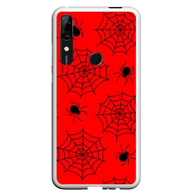 Чехол для Honor P Smart Z с принтом Happy Halloween в Белгороде, Силикон | Область печати: задняя сторона чехла, без боковых панелей | Тематика изображения на принте: белый | паук | паутина | узор | хэллоуин | черный