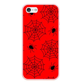 Чехол для iPhone 5/5S матовый с принтом Happy Halloween в Белгороде, Силикон | Область печати: задняя сторона чехла, без боковых панелей | белый | паук | паутина | узор | хэллоуин | черный